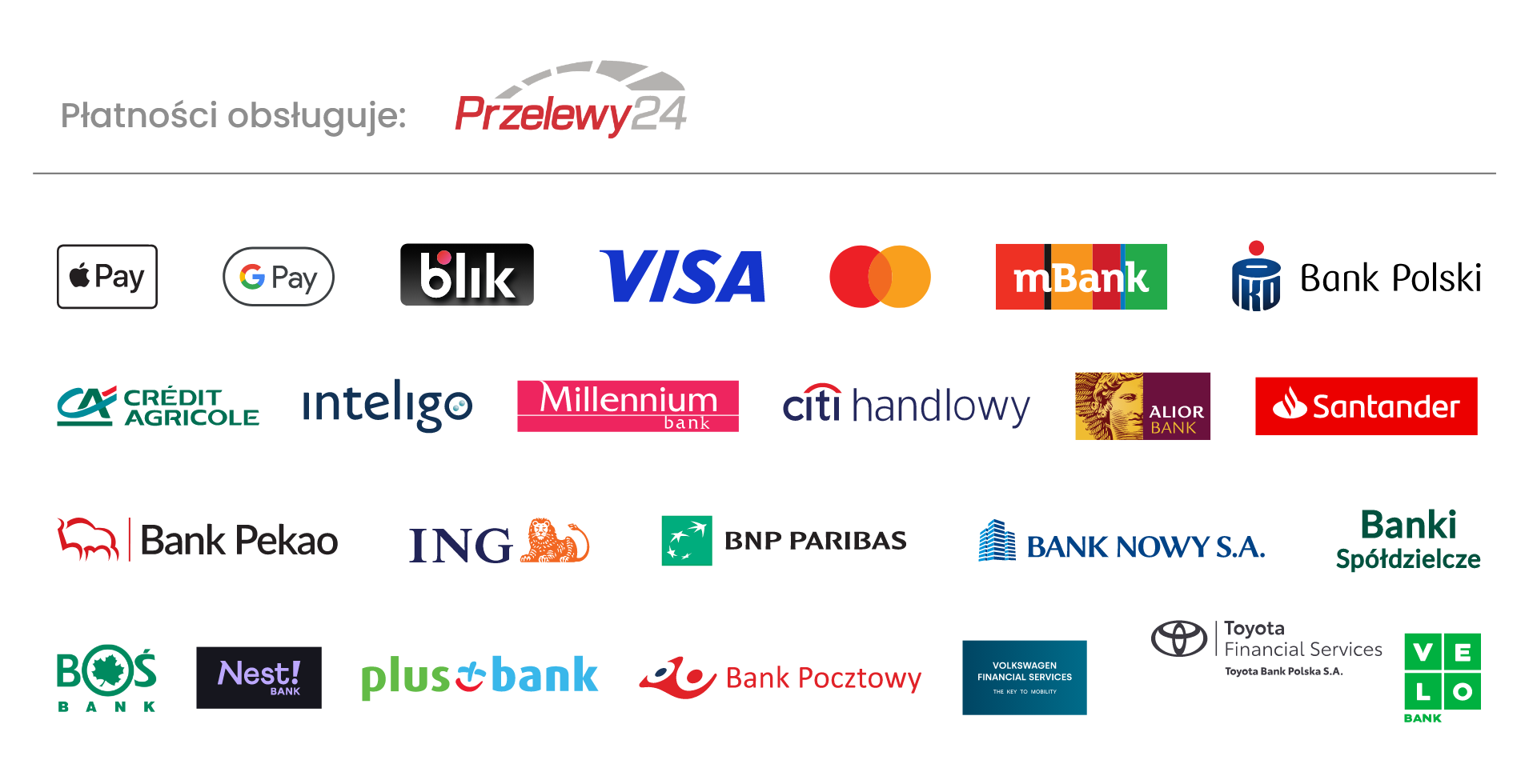 Metody płatności: Przelewy24, BLIK, Visa, Mastercard